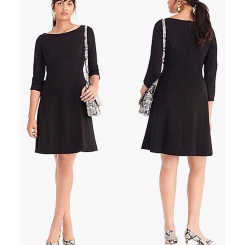 J. Crew NWT Fit & Flare Sheath Dress Stretch Ponte Knit Black SZ 2 - Picture 16 of 16